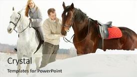  Presentation with horses - PPT theme enhanced with two with horses background and a mint green colored foreground