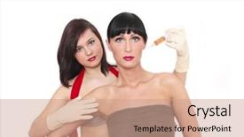  Presentation with youth - Beautiful presentation design featuring two-woman-apllying-injection backdrop and a coral colored foreground