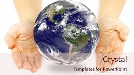  Presentation with nasa - PPT theme enhanced with two woman hands protect earth background and a lemonade colored foreground