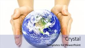  Presentation with nasa - Beautiful theme featuring two woman hands protect earth backdrop and a teal colored foreground