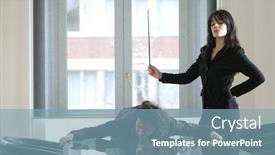  Presentation with helping others two hands woman - Colorful PPT layouts enhanced with two woman in a office backdrop and a light blue colored foreground