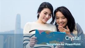  Presentation with city map - Amazing slides having two woman looking for city map in hong kong backdrop and a ocean colored foreground