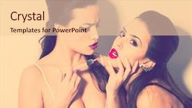  Presentation with women retro - Presentation design with two women acting beauty treatments background and a lemonade colored foreground