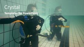  Presentation with equipment - PPT layouts enhanced with two-women-are-standing background and a seafoam green colored foreground