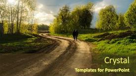  Presentation with country - Presentation theme consisting of two-women-are-walking-along background and a tawny brown colored foreground