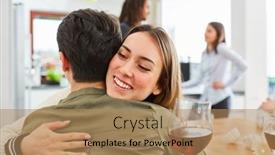  Presentation with joy - Presentation theme featuring two-women-as-happy-friends background and a coral colored foreground