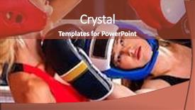  Presentation with martial arts - Colorful presentation theme enhanced with two women boxer wearing red gloves to box in ring martial arts backdrop and a tawny brown colored foreground