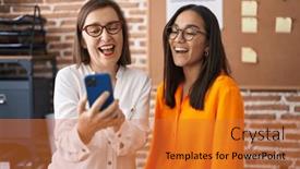  Presentation with business women - Presentation consisting of two-women-business-workers-using background and a red colored foreground