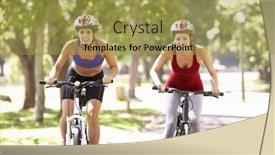  Presentation with women cycling - Presentation design with two-women-cycling-through-park background and a yellow colored foreground