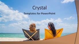  Presentation with holidays - Beautiful slide deck featuring two women enjoying their holidays backdrop and a light blue colored foreground