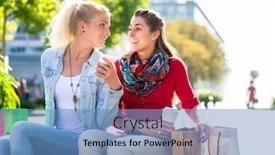  Presentation with women - Slide deck enhanced with two-women-friends-sitting background and a teal colored foreground