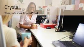  Presentation with coffee - Presentation theme with two women having a coffee background and a soft green colored foreground