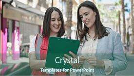  Presentation with survey - PPT theme consisting of two-women-having-survey-interview background and a  colored foreground