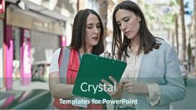  Presentation with survey - Slide deck consisting of two-women-having-survey-interview background and a ocean colored foreground