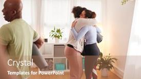  Presentation with fitness clothing - Theme with two-women-in-exercise-clothing background and a coral colored foreground