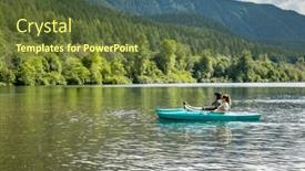  Presentation with pacific northwest - Presentation theme having two-women-kayaking background and a tawny brown colored foreground
