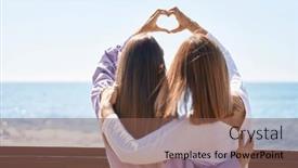  Presentation with heart hands - Slides featuring two-women-mother-and-daughter background and a violet colored foreground