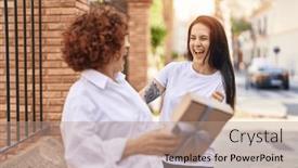  Presentation with birthday - Presentation consisting of two-women-mother-and-daughter background and a coral colored foreground