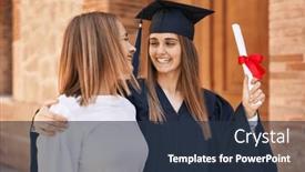  Presentation with university - Slide set having two-women-mother-and-graduated background and a tawny brown colored foreground
