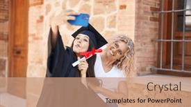  Presentation with university - PPT layouts consisting of two-women-mother-and-graduated background and a coral colored foreground