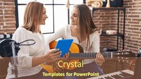  Presentation with classical music - PPT theme with two-women-musicians-having-classical background and a tawny brown colored foreground