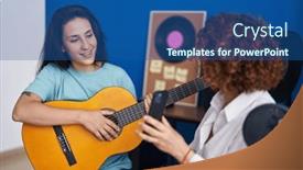  Presentation with classical music - Presentation theme consisting of two-women-musicians-having-classical background and a ocean colored foreground