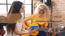  Presentation with classical music - Slide deck consisting of two-women-musicians-playing-classical background and a coral colored foreground