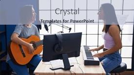 Presentation with classical music - PPT theme consisting of two-women-musicians-playing-classical background and a light blue colored foreground