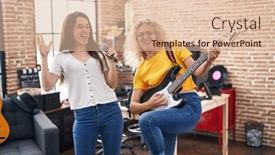  Presentation with music singing - Slides consisting of two-women-musicians-singing-song background and a lemonade colored foreground