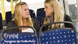  Presentation with bus - Amazing slides having two women on a bus backdrop and a ocean colored foreground