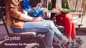  Presentation with broken leg - Amazing slide set having two-women-one backdrop and a tawny brown colored foreground