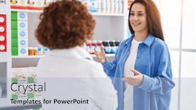  Presentation with two black women - PPT layouts having two-women-pharmacist-and-customer background and a light blue colored foreground