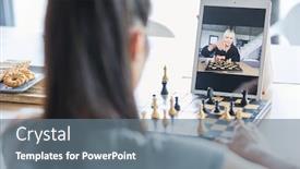  Presentation with chess - Beautiful PPT theme featuring two-women-playing-chess backdrop and a gray colored foreground