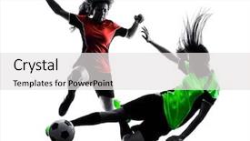  Presentation with football women - Presentation theme consisting of football team - two women playing soccer players background and a light gray colored foreground