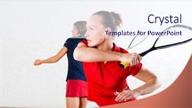  Presentation with squash sport - Slides featuring two women playing squash background and a sky blue colored foreground