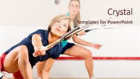  Presentation with squash sport - Audience pleasing presentation theme consisting of two women playing squash backdrop and a lemonade colored foreground
