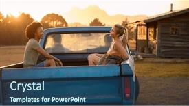  Presentation with cabin - Presentation consisting of two-women-riding-in-back background and a ocean colored foreground