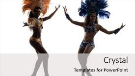  Presentation with dancing - Presentation theme featuring two women samba dancer dancing silhouette on white background background and a light gray colored foreground