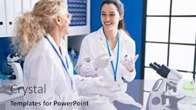  Presentation with women - Presentation theme with two-women-scientists-smiling-confident background and a lemonade colored foreground