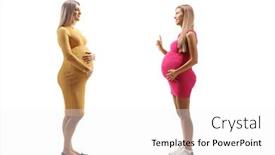  Presentation with pregnancy women - Presentation having two-women-sharing-pregnancy-experiences background and a white colored foreground