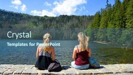  Presentation with two black women - Audience pleasing presentation consisting of two-women-sitting-by-black backdrop and a ocean colored foreground