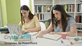  Presentation with reading table - Theme enhanced with two-women-sitting-on-table background and a soft green colored foreground