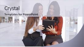  Presentation with outdoors - Beautiful presentation theme featuring two-women-sitting-outdoors backdrop and a lemonade colored foreground