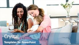  Presentation with smiling paramedic sitting in ambulance - Beautiful PPT theme featuring two women sitting backdrop and a teal colored foreground