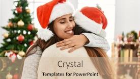  Presentation with christmas tree - Presentation with two-women-smiling-confident-hugging background and a soft green colored foreground