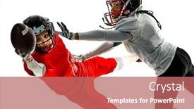  Presentation with football women - Colorful PPT theme enhanced with two women teenager girls american football players isolated on white background silhouette with shadows backdrop and a coral colored foreground