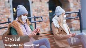  Presentation with smartphones - Audience pleasing slide deck consisting of two-women-using-smartphones backdrop and a violet colored foreground