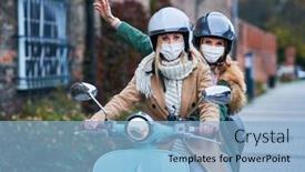  Presentation with masks - Slide deck enhanced with two-women-wearing-masks background and a light blue colored foreground