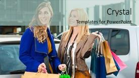  Presentation with women driving - Cool new presentation with two women were shopping in a mall or shopping centre and driving home now with their car backdrop and a light blue colored foreground