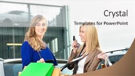  Presentation with women driving - Amazing PPT theme having two women were shopping in a mall or shopping centre and driving home now with their car backdrop and a white colored foreground